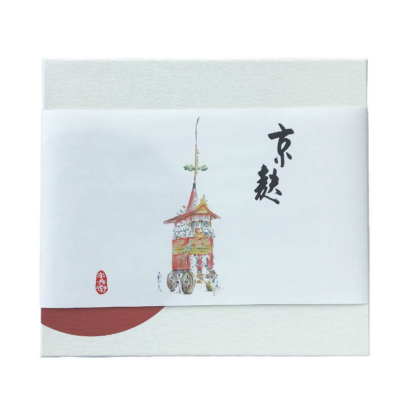 祇園祭の長刀鉾を水彩で描いた掛け紙