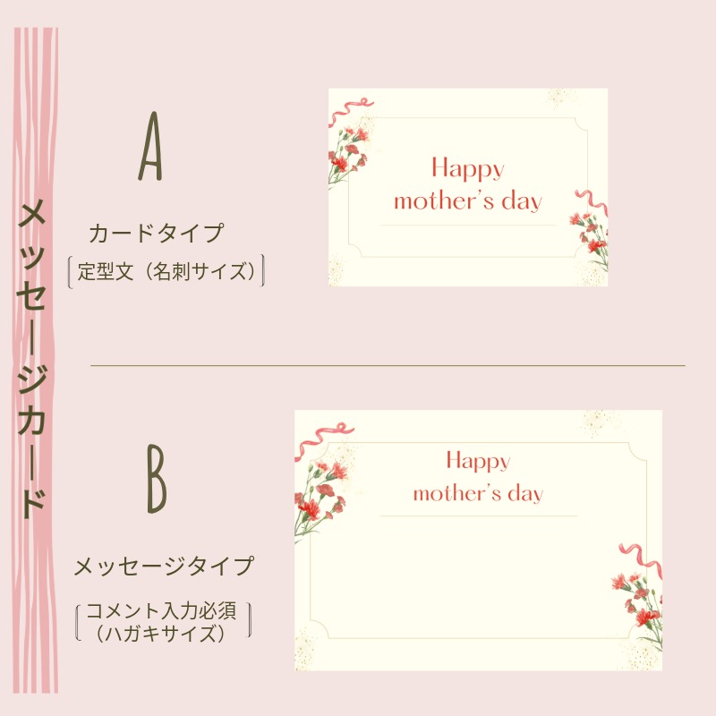 カードは2種類からお選びいただけます。ご利用の場合は、注文カート内でご選択ください。